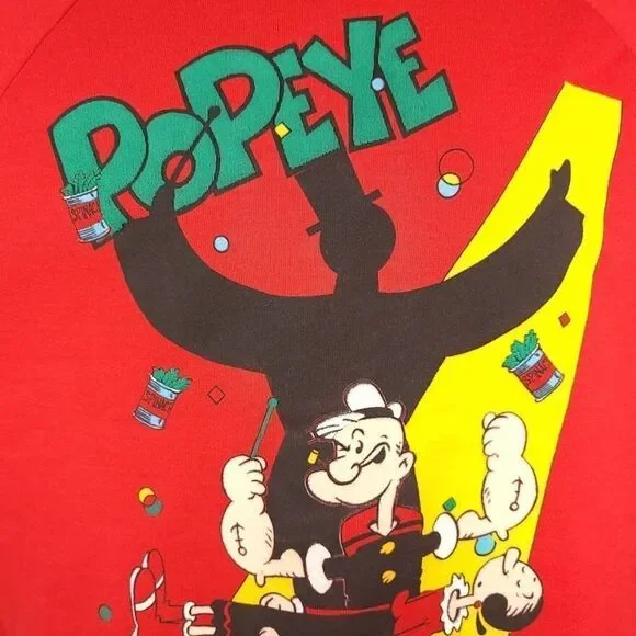Popeye Olive Oyl Sweatshirt Vintage 80s Magician Levitation I Yam What I Yam